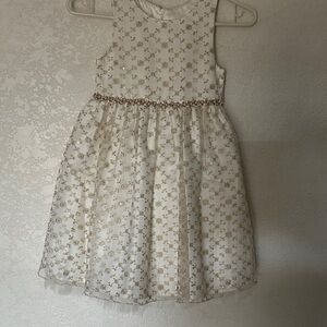American Princess White and Gold Floral Dress
